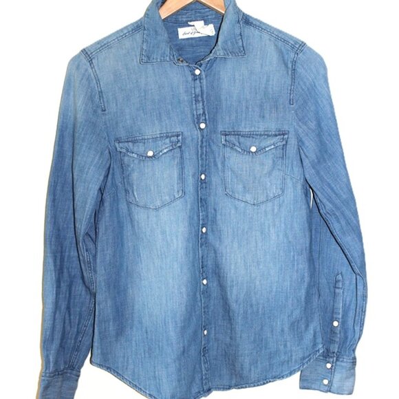 H&M L.O.G.G. Chambray Cotton Button-Up Western Shirt - Size S - Picture 1 of 8